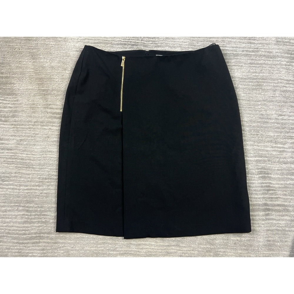 Calvin Klein Skirt‎ Womens 12 Black Faux Wrap Zip Pencil Polyester Blend NWT